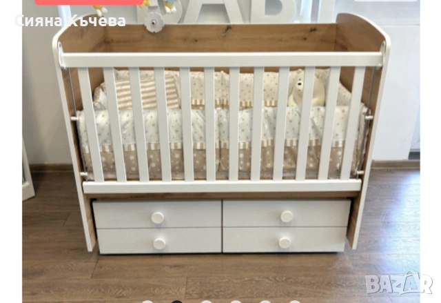 НОВО! Детска кошарата дъб вотан/бял + матрак, снимка 2 - Кошарки - 53644017