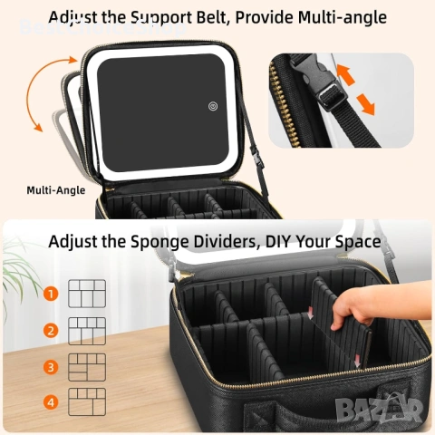 Чанта за грим и накити с 10x увеличаващо огледало регулируема яркост, снимка 8 - Други - 53852205