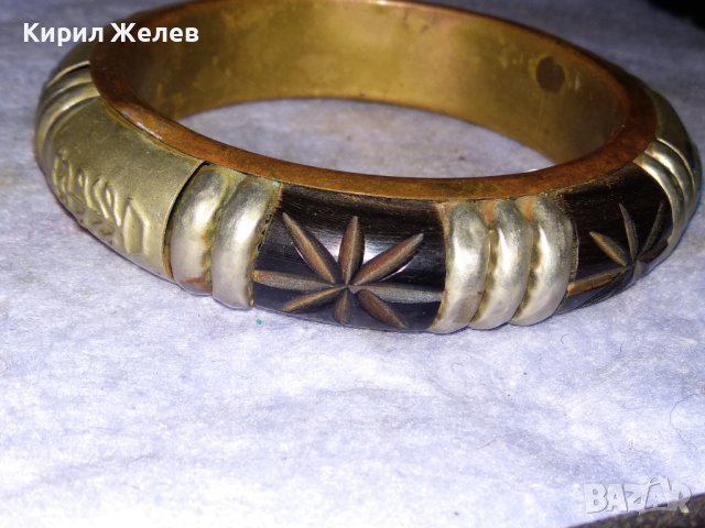 СТАРИННА БРОНЗОВА АЗИАТСКА ТРАДИЦИОННА ЕТНО ГРИВНА с РЕЗБОВАН РОГ и ПОСРЕБРЕНИ ЕЛЕМЕНТИ 73681, снимка 7 - Антикварни и старинни предмети - 41102343