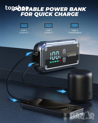 5000A / 2150mAh VoltSurge джъмп стартер, 12V бензин / дизел, голям дисплей, QC3.0, 4 LED режима..., снимка 5 - Аксесоари и консумативи - 49522754