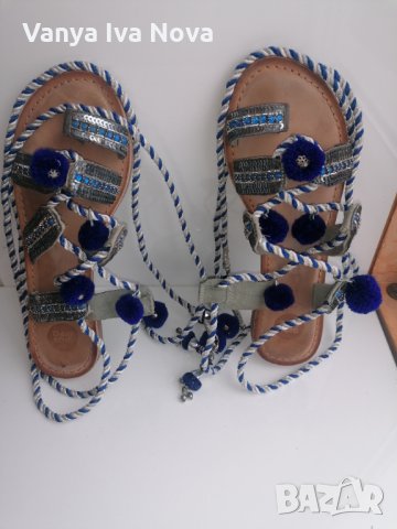 Уникални Gioseppo сандали с пискюли + подарък блузка в подходящо синьо, снимка 3 - Сандали - 35957507