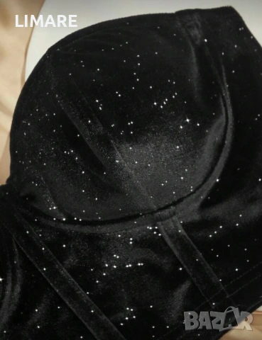 Луксозен кадифен черен топ, снимка 3 - Корсети, бюстиета, топове - 53815555