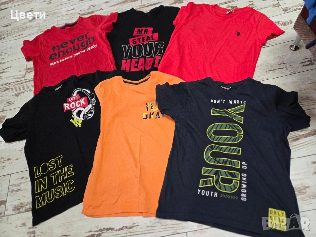 Тениски с къс ръкав 146-152см. 6 бр.