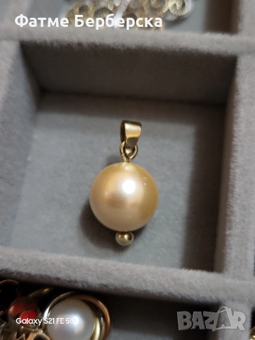 Златна висулка с перла, снимка 2 - Колиета, медальони, синджири - 52818179