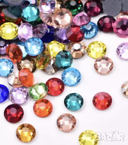 28 вида цветни камъни- кристали за лепене- размер 10, снимка 1 - Други - 36148174