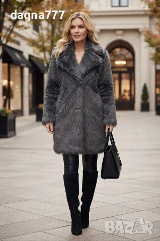 Оригинално дълго палто от изкуствен косъм H&M – Макси размер (Plus Size / XXL+)