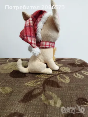 Плюшено кученце с коледна шапка, снимка 3 - Плюшени играчки - 48252798