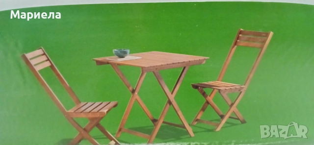 Комплект Маса с 2 Стола / Акациева Дървесина