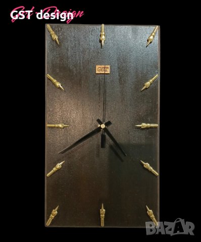 Часовник Стенен Топ Дизайнерски Ръчна изработка Уникат Дърво и златни писци , снимка 5 - Стенни часовници - 41245572