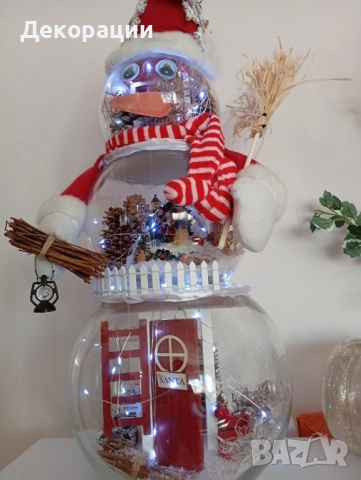 нова коледна украса стъклен светещ снежен човек , снимка 6 - Декорация за дома - 52415837