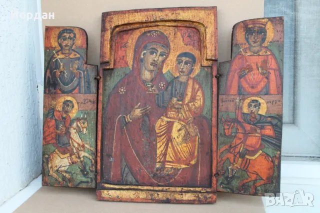 Домашна Българска икона триптих , снимка 5 - Икони - 50071461