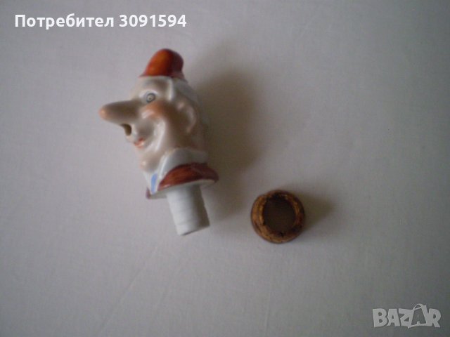 Немска порцеланова фигура Весела мъжка глава Коркова запушалка за бутилка, 1930 г, снимка 2 - Антикварни и старинни предмети - 40406252