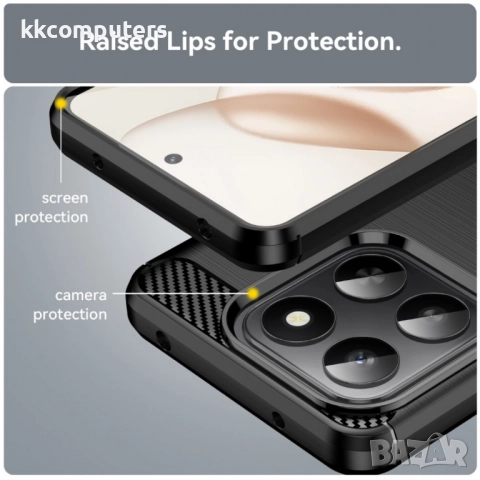 WANLONFENG TPU Калъф за Honor X7d / 400 Smart- Въглеродно влакно, вкл. Стъклен протектор, 3 Цвята, снимка 9 - Калъфи, кейсове - 52467534
