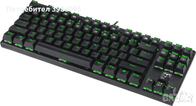 Клавиатура Геймърска USB T-Dagger Corvette T-TGK302 Механична 8 Мултимедийни клавиши Зелена LED