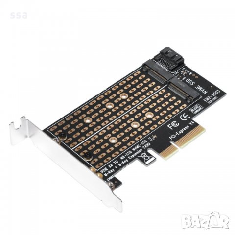 Адаптер M2 SSD NVMe+SATA (M-key+B-key) to PCI Express 3.0 4x adapter, снимка 3 - Кабели и адаптери - 35731532