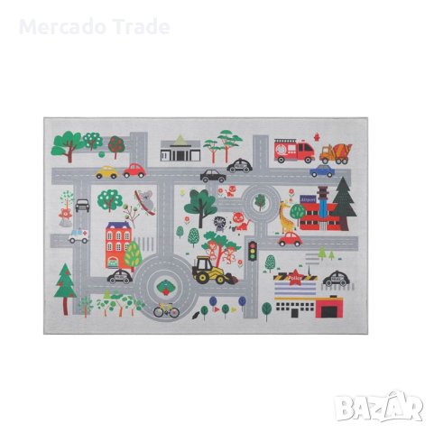 Детски килим Mercado Trade, За детска стая, Правоъгълен, Сив