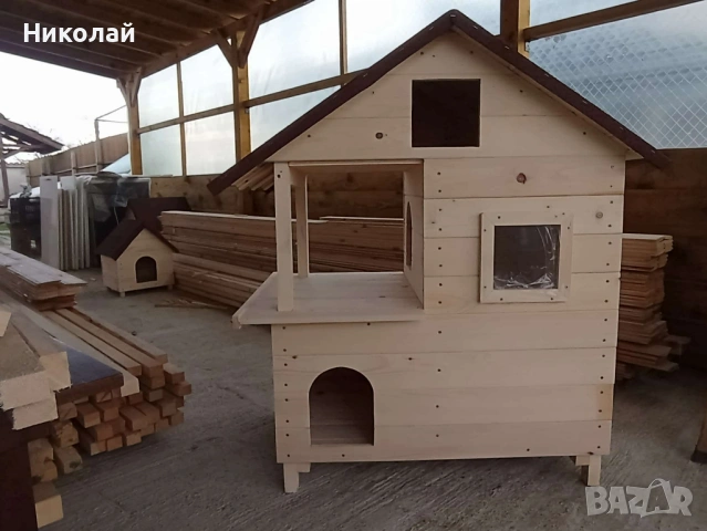 Голяма дървена къща за кучета , къща за големи породи кучета , къща от дърво за куче, кученца, снимка 7 - За кучета - 53275410