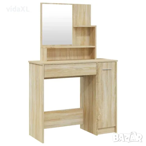 vidaXL Тоалетка с огледало, дъб сонома, 86,5x35x136 см, снимка 1 - Тоалетки - 56147805