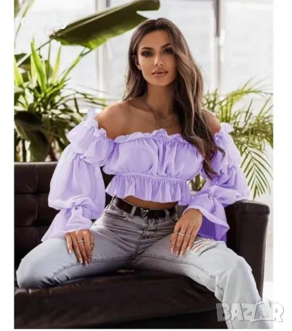 Дамско лилаво бюстие с паднали рамена