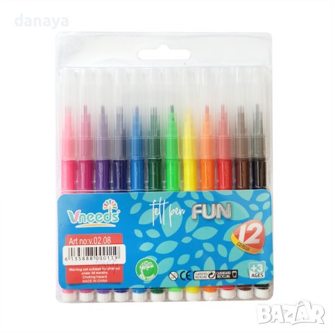 3956 Флумастери Vneeds, 12 цвята, снимка 2 - Ученически пособия, канцеларски материали - 41951076