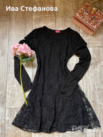 Черна елегантна дантелена парти рокля , снимка 10 - Рокли - 38832003