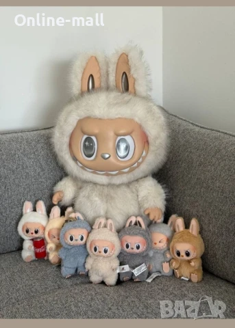 Голямо Лабубу Zimomo, Бяло/Кафяво, Labubu Zimomo 38см, снимка 2 - Други - 51137497