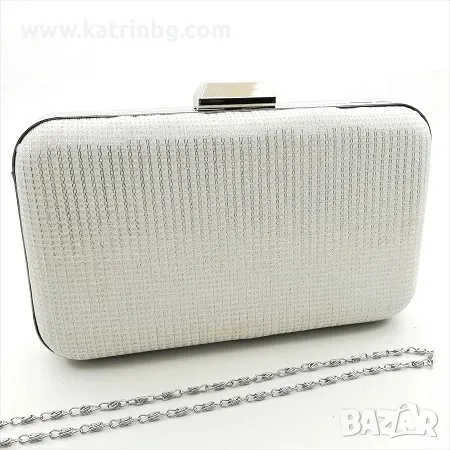 Сватбена чанта клъч бяла ситен брокат твърда| Булчинска