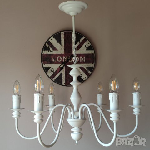 Изчистен модерен бял полилей,класическо осветление хол,всекидневна,трапезария,спалня,лампа шаби шик, снимка 4 - Лампи за таван - 26634661