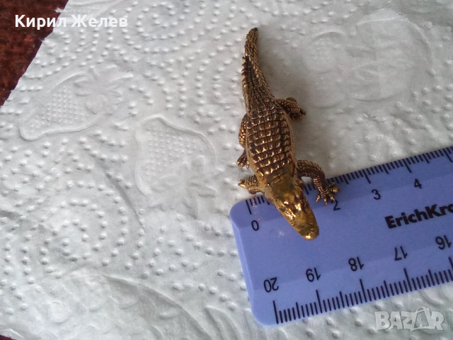 Бронзова фигурка на крокодил малка 52510, снимка 7 - Колекции - 52589527