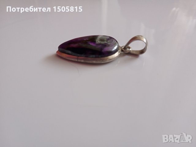 Висулка от сребро 925, уникална красива висулка с натурален чароит, снимка 4 - Колиета, медальони, синджири - 33956635
