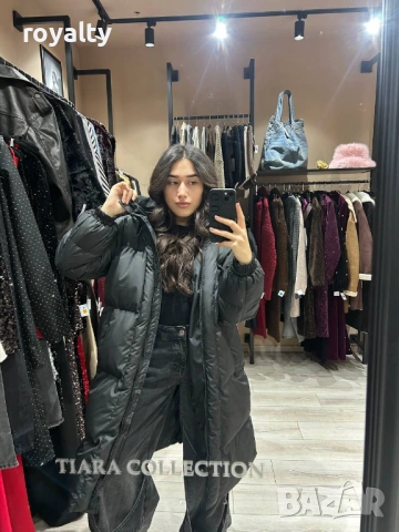 Черно Дълго Зимно Дамско Яке 