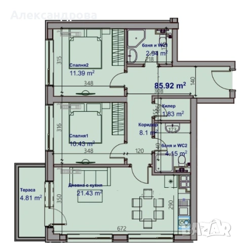 Тристаен апартамент среден етаж до Бриколаж кв. Младост, снимка 2 - Апартаменти - 53647114