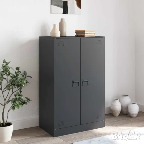 vidaXL Бюфет, антрацит, 67x39x107 см, стомана, снимка 3 - Бюфети - 56148191
