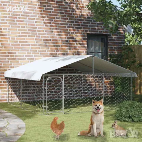 vidaXL Дворна клетка за кучета с покрив, 300x300x150 см, снимка 2 - За кучета - 56146187