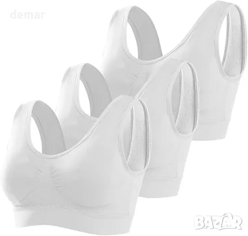 Manxing 3 броя спортни сутиени без шевове с подплънки за жени, Размер S