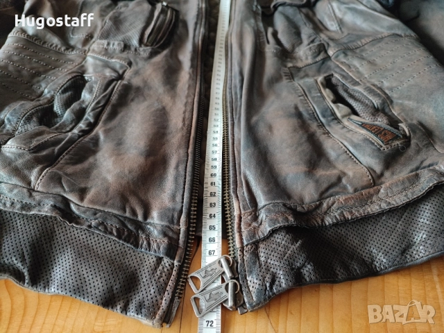 Мъжко Винтидж Cafe Racer Mesh кожено яке MCS Marlboro Classics Л, снимка 14 - Якета - 52484593