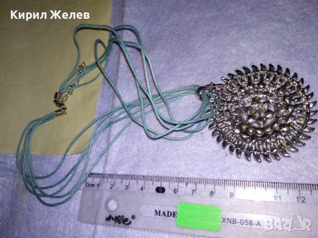 ПОСРЕБРЕН ФЛОРАЛЕН КРИСТАЛЕН БЛЕСТЯЩ АРТ МЕДАЛЬОН КОЛИЕ 33119, снимка 7 - Колиета, медальони, синджири - 39190871