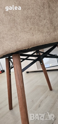 Тапициран трапезен стол - цена за 6 броя, Бежов НОВИ!!!, снимка 3 - Столове - 52442090