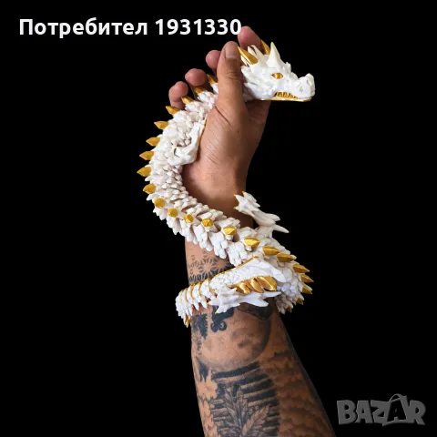 3D Принтиран Голям 60 см Двуцветен Дракон, снимка 2 - Декорация за дома - 56205612