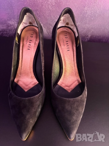 Ted Baker обувки на ток велур, тъмно сини, размер 36.5, снимка 4 - Дамски обувки на ток - 52319512