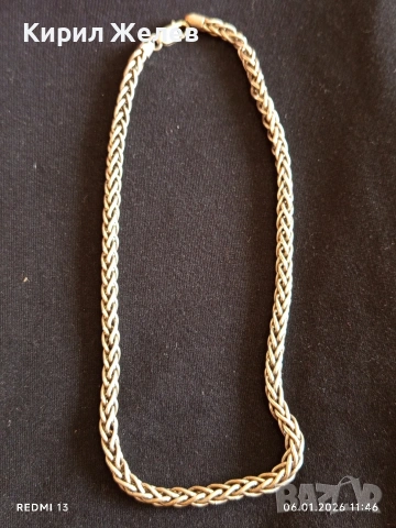 Сребърен ланец плетка тип ЖИТЕН КЛАС много красив майсторска ръчна изработка 50765, снимка 6 - Колиета, медальони, синджири - 53004490