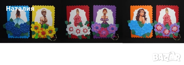 Ръчно бродирани картички, магнити и книгоразделители, снимка 17 - Декорация за дома - 53615695