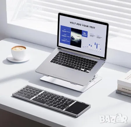 Сгъваема клавиатура OMOTON KB568, безжична акумулаторна Bluetooth клавиатура с тъчпад, 3 Bluetooth , снимка 3 - Клавиатури и мишки - 50179770