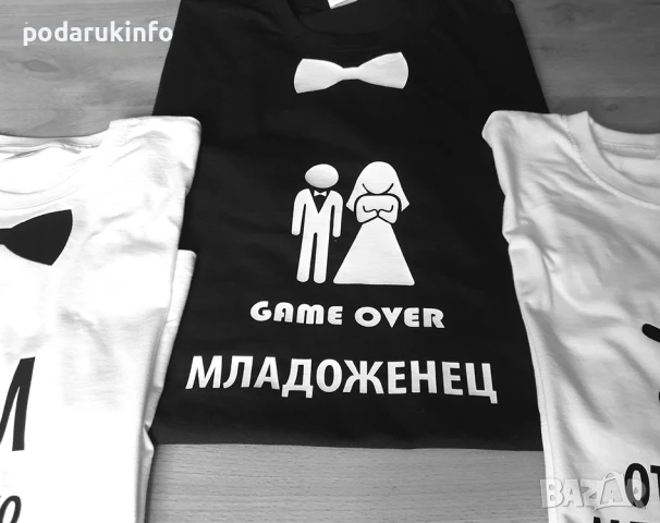 Тениска за ергенско парти с щампа и надпис отборът на младоженеца шапка и мустаци , снимка 2 - Тениски - 50991152