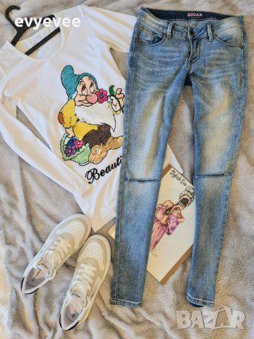 Дамски дънки и блуза със смърф, снимка 5 - Комплекти - 38830144