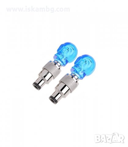 СВЕТЕЩИ LED КАПАЧКИ ЗА ВЕНТИЛИ, ЧЕРЕП, СИН, 2БР - код 0499, снимка 2 - Аксесоари и консумативи - 34079339