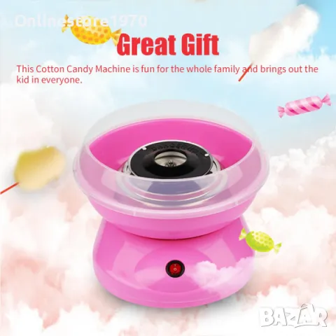 Машина за захарен памук 2г ГАРАНЦИЯ + 10клечки + мерителна лъжица, снимка 2 - Други стоки за дома - 47958916