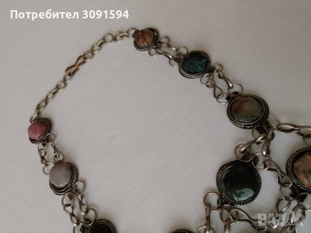колие със полоскъпоценен камък, ретро племенно колие, ретро бижута, снимка 8 - Антикварни и старинни предмети - 41877109