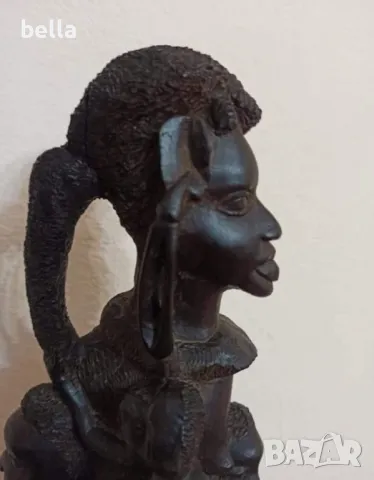 Африканска  фигурална скулптура-Дървото на живота,10  фигури черно африканско дърво абанос , снимка 6 - Антикварни и старинни предмети - 47365178