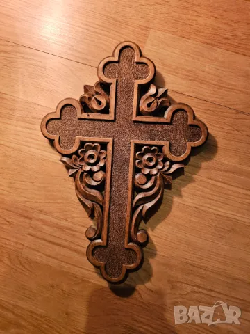 Стар голям  православен кръст от дърворезба - красива майсторска изработка за ценители и колекционер, снимка 2 - Антикварни и старинни предмети - 47639345